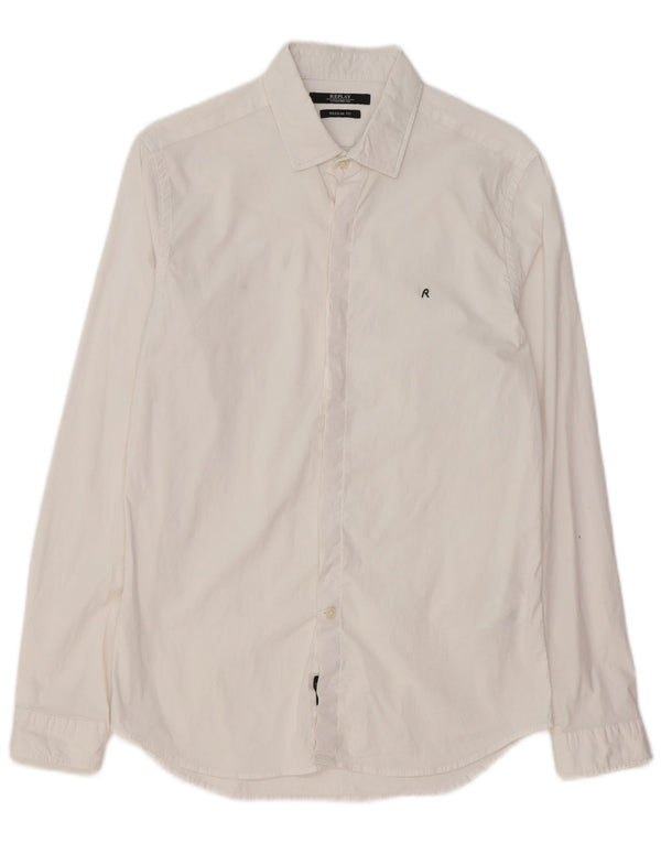 Replay Mens Regular Fit Shirt Medium White Cotton
