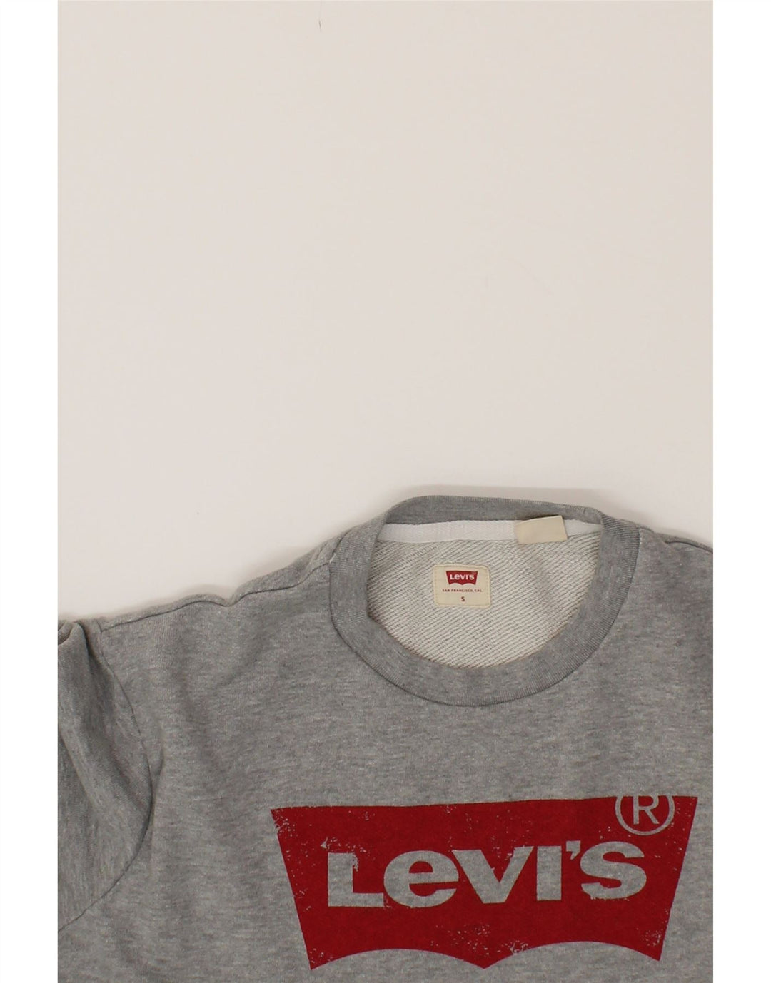 LEVI'S Womens Oversized Graphic Sweatshirt Jumper UK 10 Small Grey Cotton Vintage Levi's and Second-Hand Levi's from Messina Hembry 