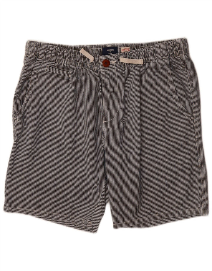 Superdry Mens Chino Shorts Medium W32 Blue Pinstripe Cotton
