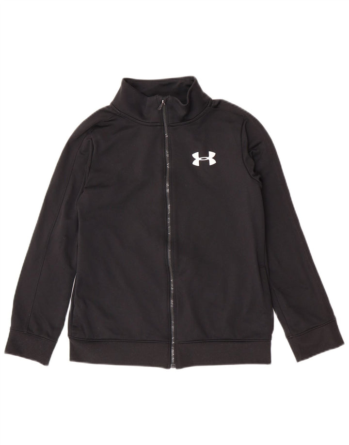 Under Armour Boys Tracksuit Top Jacket 9-10 Years Medium Black Polyester