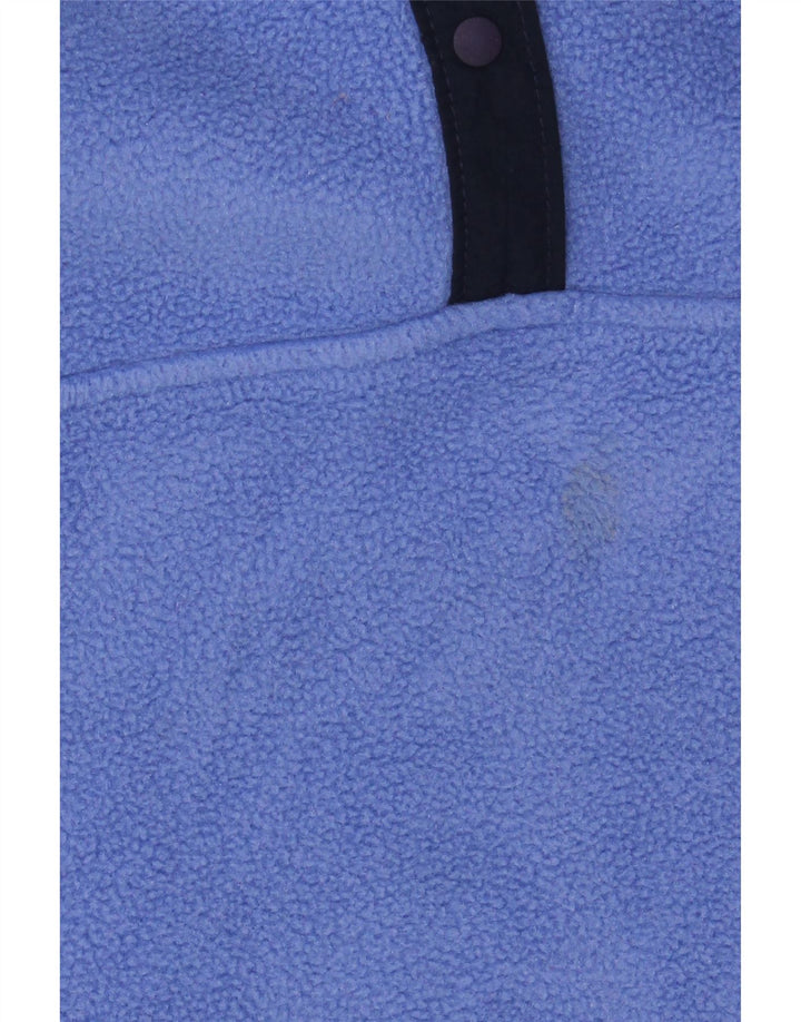 L.L.BEAN Womens Button Neck Fleece Jumper UK 14 Medium Blue Polyester