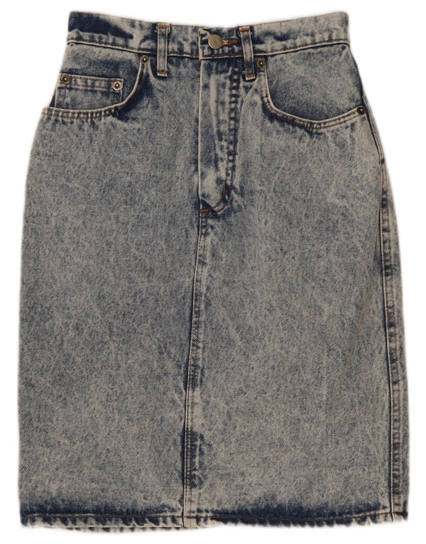 Vintage Womens Denim Skirt W27 Small Blue Cotton