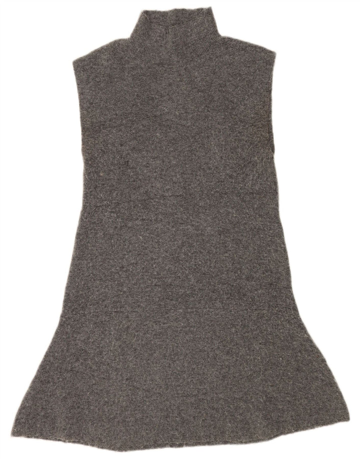 Zara Womens Sleeveless Jumper Dress UK 14 Large Grey Polyester