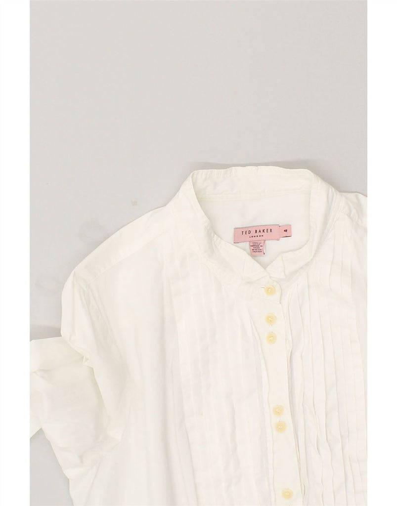 TED BAKER Womens Tuxedo Shirt Size 4 Large White Cotton | Vintage Ted Baker | Thrift | Second-Hand Ted Baker | Used Clothing | Messina Hembry 