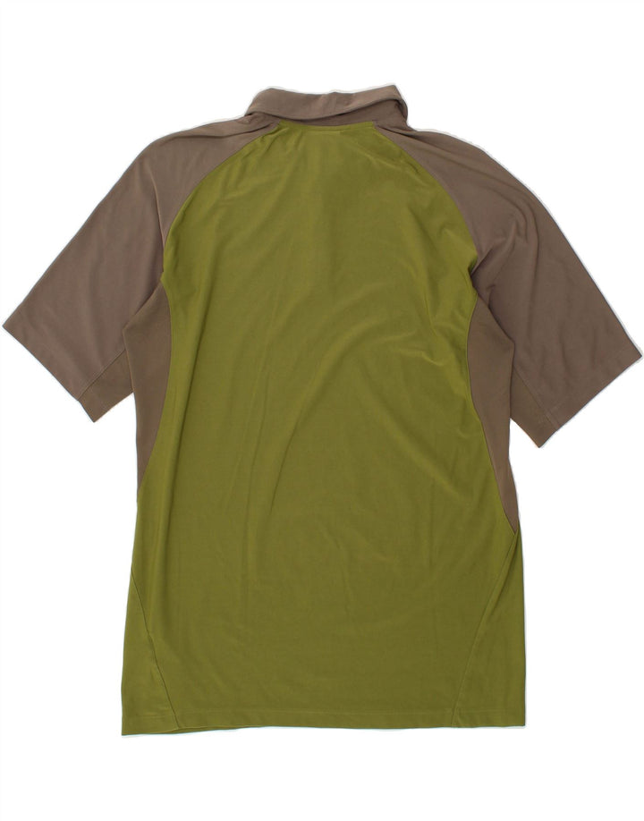 NIKE Mens Polo Shirt UK 42/44 Large Green Colourblock Polyester