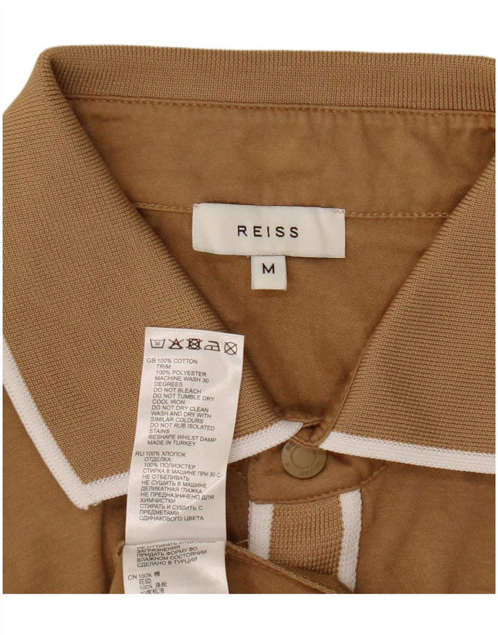 Reiss Mens Polo Shirt Medium Brown Cotton