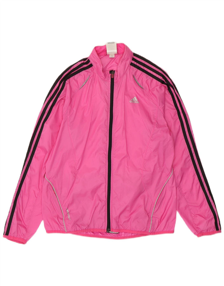 Adidas Womens Tracksuit Top Jacket UK 14 Large Pink Nylon