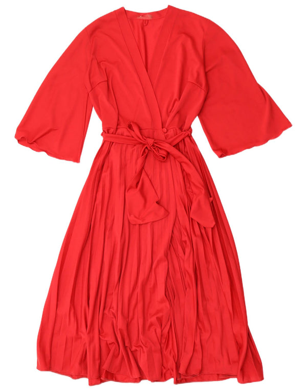 Vintage Womens 3/4 Sleeve Wrap Dress UK 12 Medium Red
