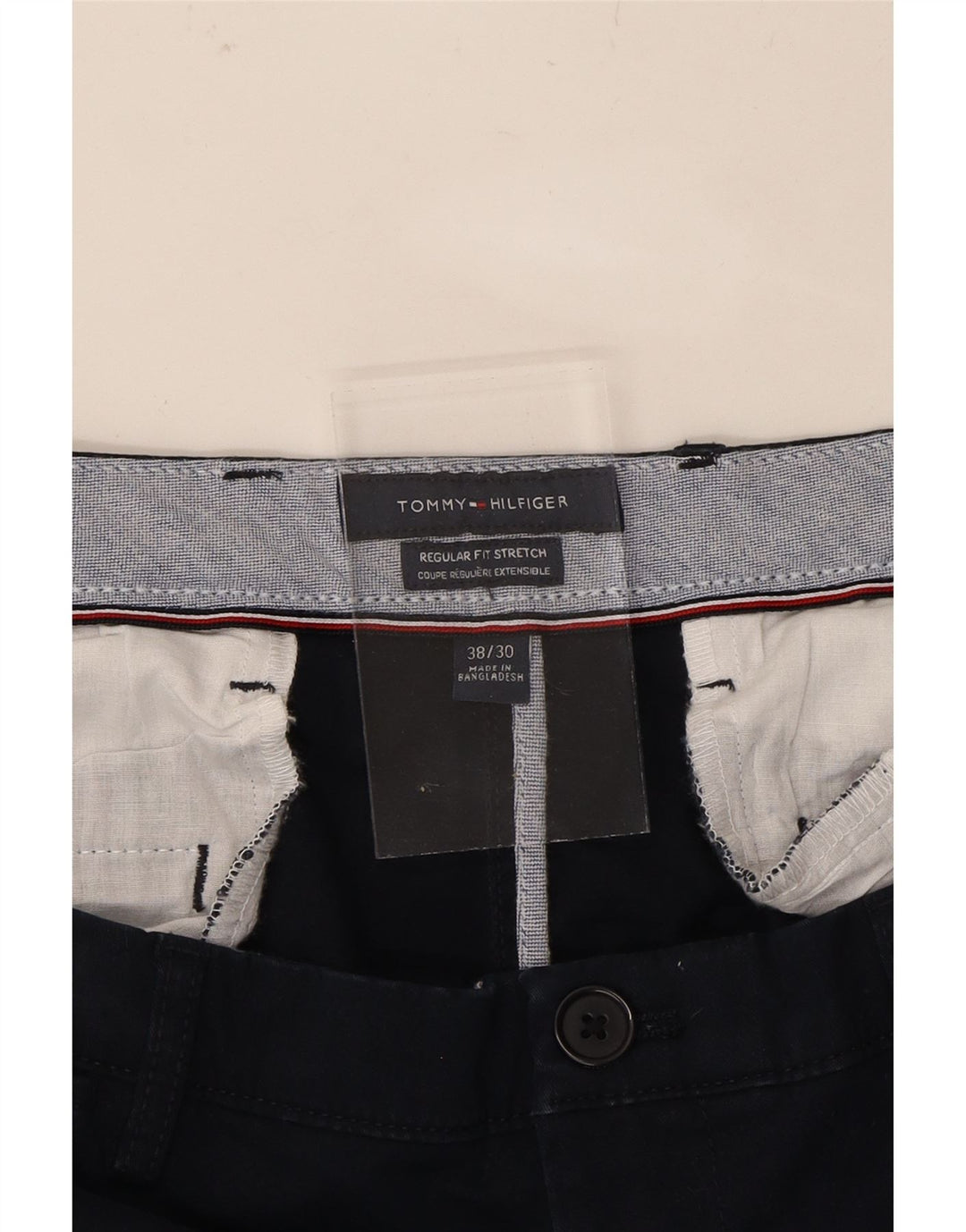 TOMMY HILFIGER Mens Regular Fit Cropped Trousers W38 L26 Navy Blue Vintage Tommy Hilfiger and Second-Hand Tommy Hilfiger from Messina Hembry 