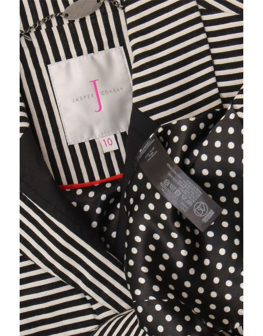Jasper Conran Womens 3/4 Sleeve Blazer Jacket UK 10 Small Black Pinstripe