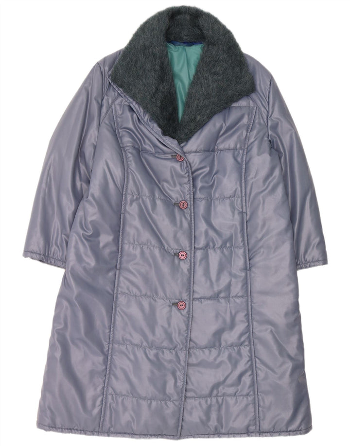Vintage Womens Padded Coat IT 53 2XL Blue