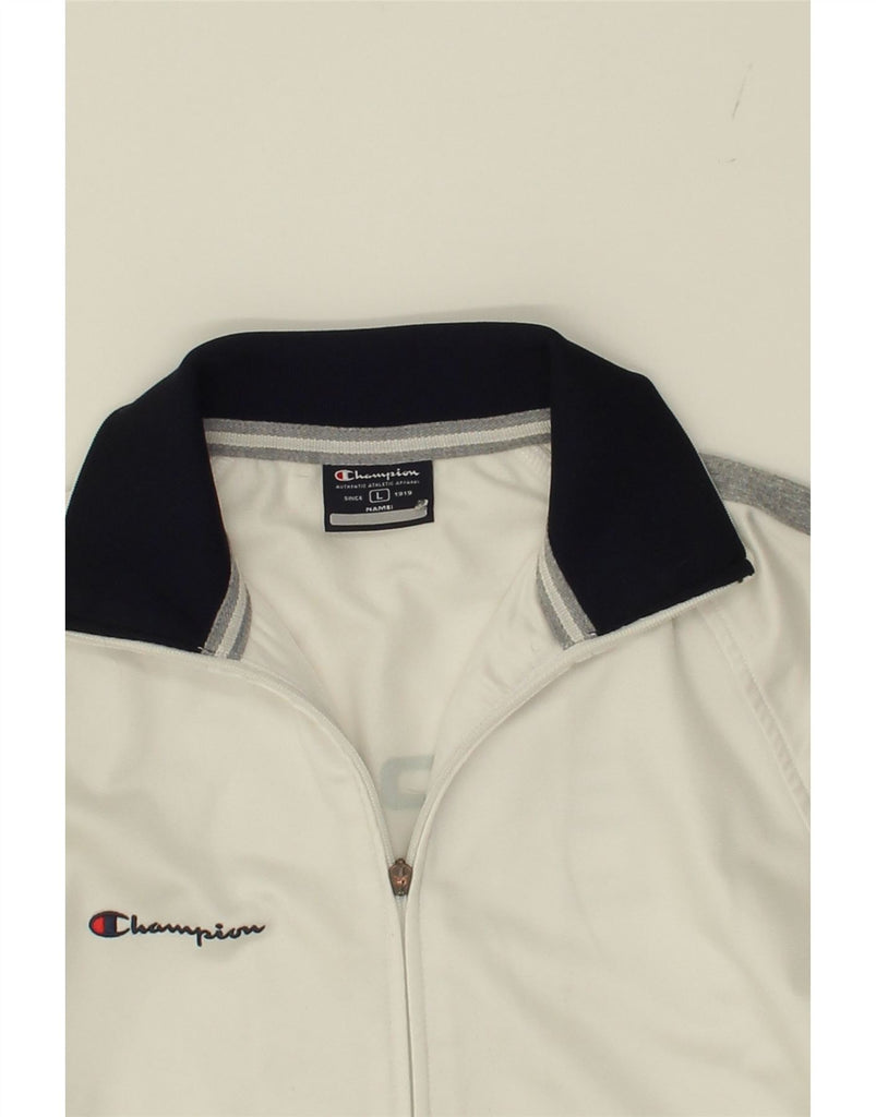 CHAMPION Womens Graphic Tracksuit Top Jacket UK 16 Large White Colourblock Vintage Champion and Second-Hand Champion from Messina Hembry 