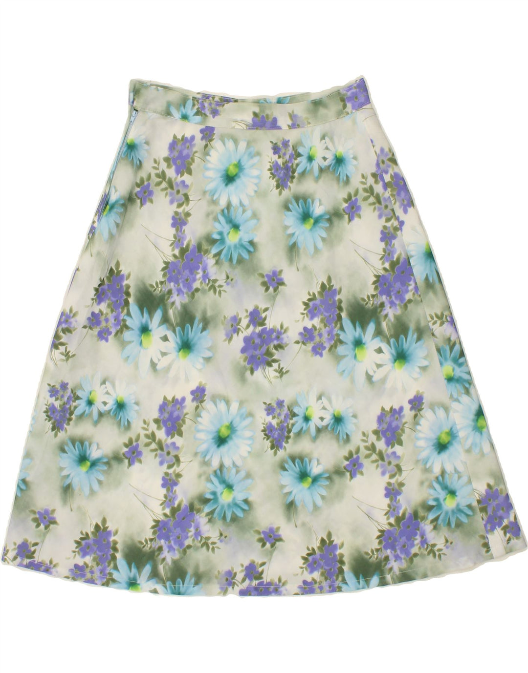 VINTAGE Womens A-Line Skirt W26 Small Green Floral Vintage Vintage and Second-Hand Vintage from Messina Hembry 