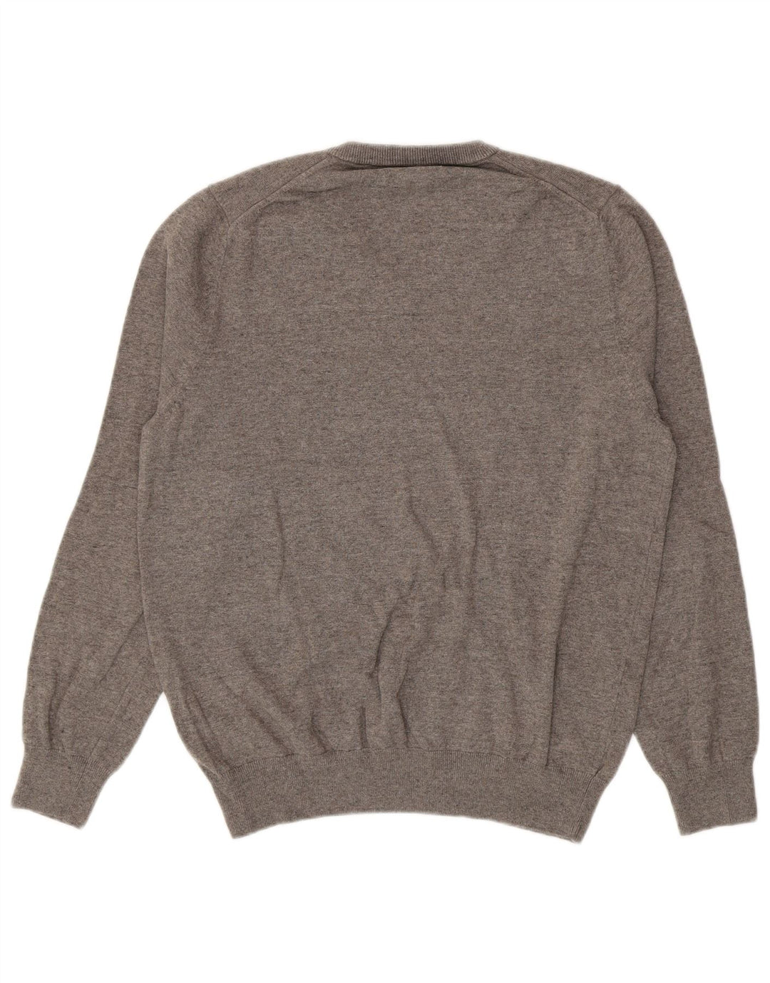 Marks & Spencer Mens V-Neck Jumper Sweater Large Grey Cotton