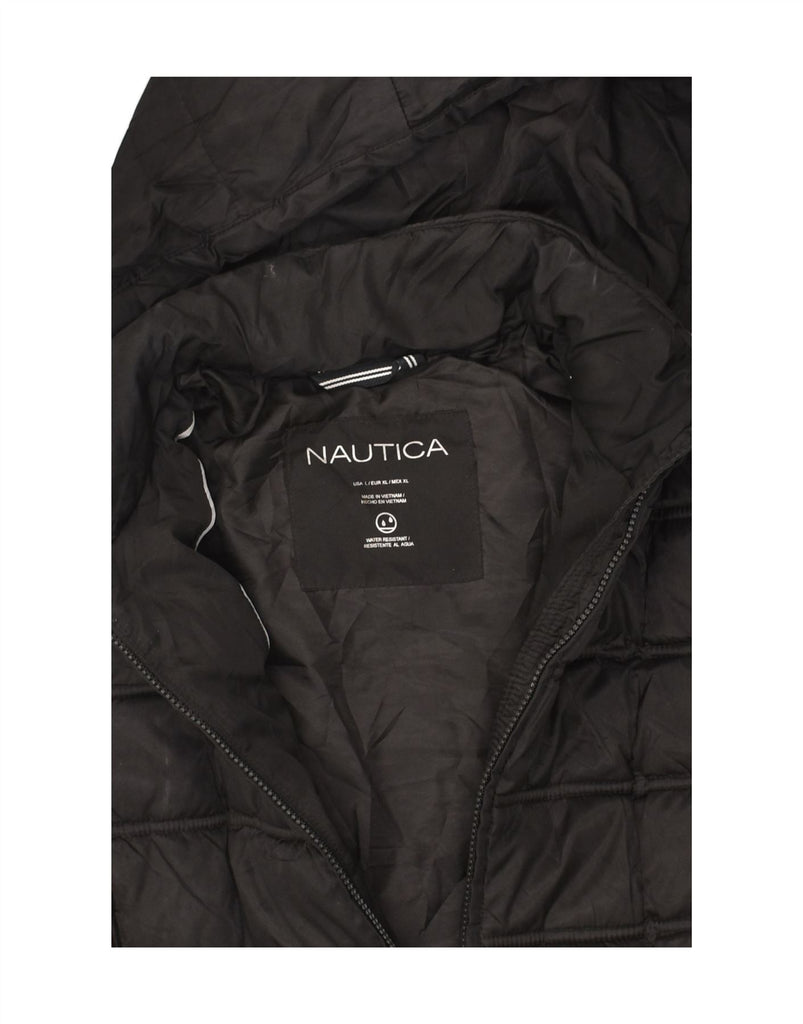 NAUTICA Womens Hooded Padded Jacket UK 16 Large Black Polyester | Vintage Nautica | Thrift | Second-Hand Nautica | Used Clothing | Messina Hembry 