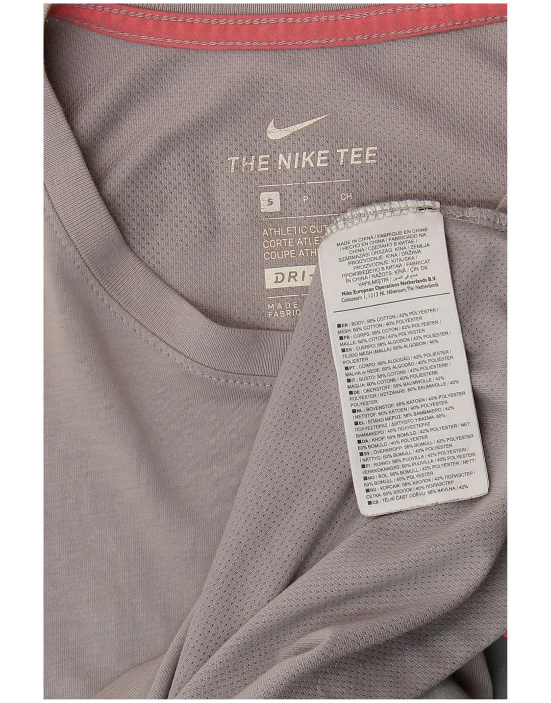 Nike Mens Dri Fit Graphic Top Long Sleeve Small Grey Cotton