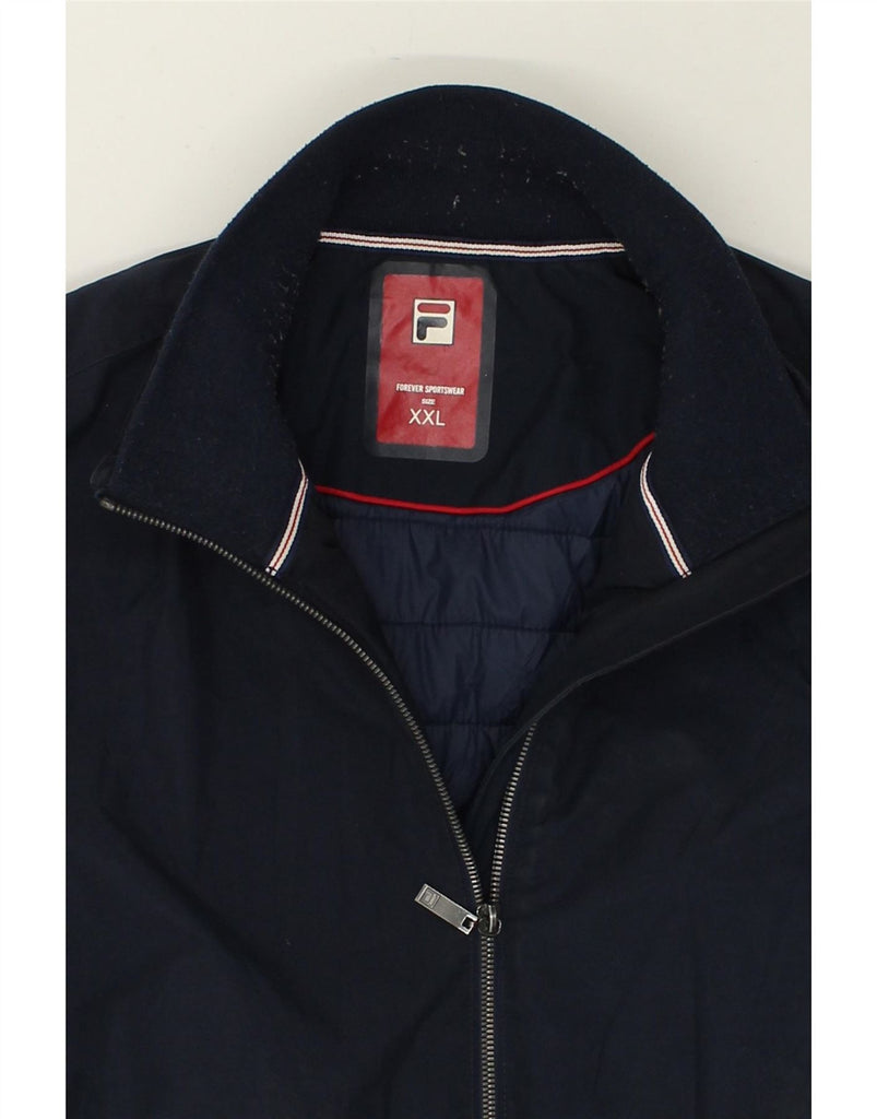 FILA Mens Bomber Jacket UK 44 2XL Navy Blue Nylon Vintage Fila and Second-Hand Fila from Messina Hembry 