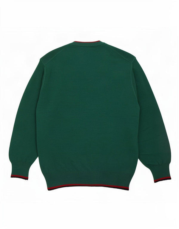 Vintage Mens Graphic Crew Neck Jumper Sweater Large Green
