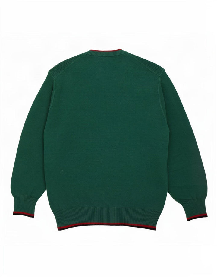 Vintage Mens Graphic Crew Neck Jumper Sweater Large Green