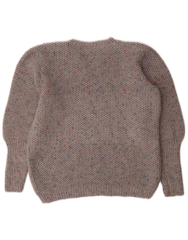 Vintage Womens V-Neck Jumper Sweater UK 16 Large Grey Flecked