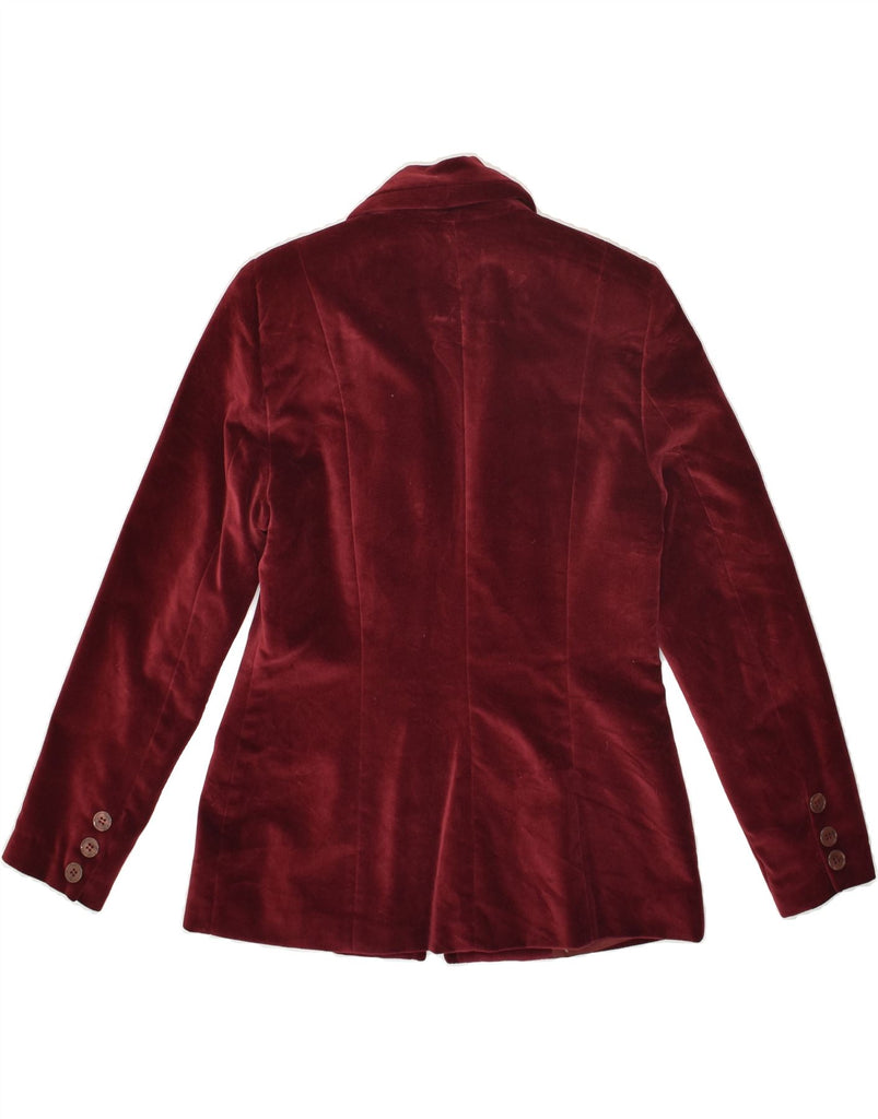 ROMAN'S Womens Full Zip Blazer Jacket IT 44 Medium Maroon Polyester | Vintage Roman's | Thrift | Second-Hand Roman's | Used Clothing | Messina Hembry 