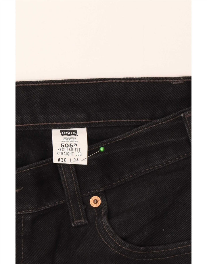 Levi's Mens 505 Regular Fit Straight Jeans W36 L34 Grey Cotton