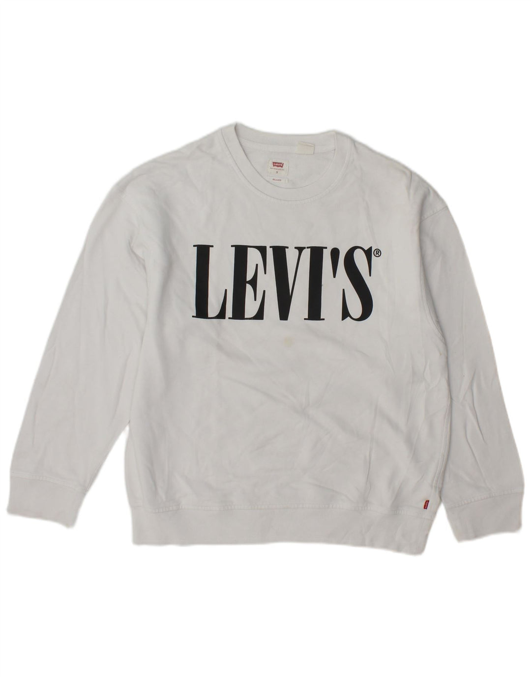 Levi's Mens Relaxed Graphic Sweatshirt Jumper Small White Cotton