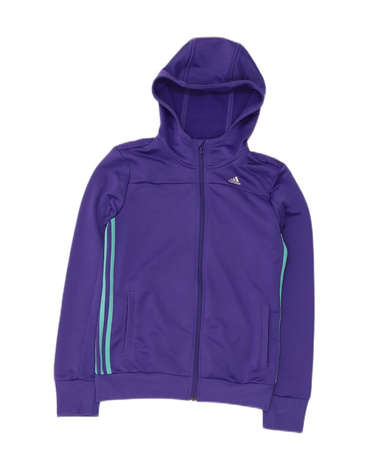 ADIDAS Boys Zip Hoodie Sweater 13-14 Years Purple Polyester