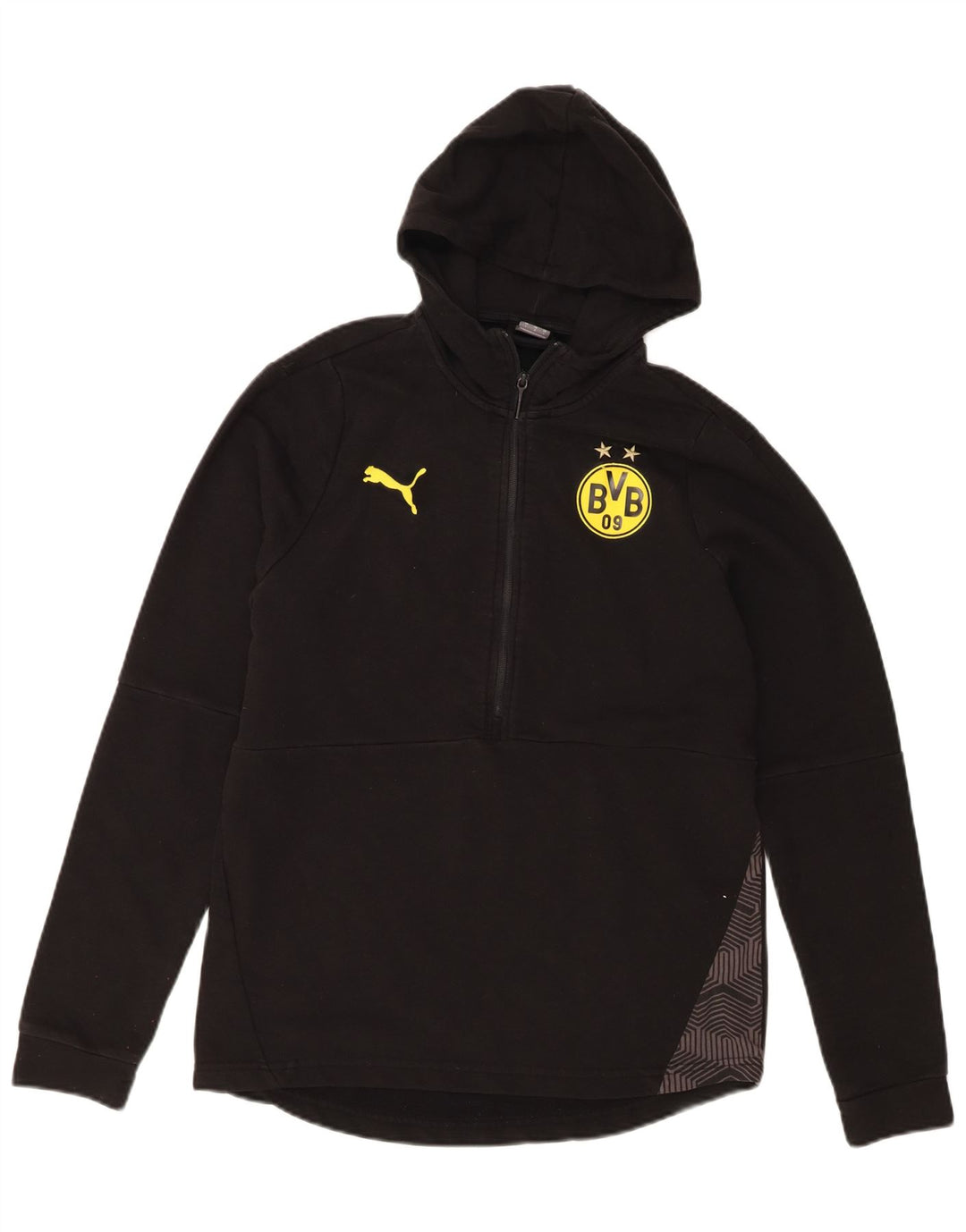 PUMA Mens Graphic Zip Neck Hoodie Jumper Large Black Cotton