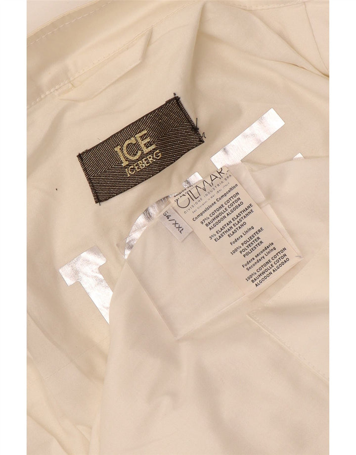 ICEBERG Mens Bomber Jacket UK 44 2XL White Cotton