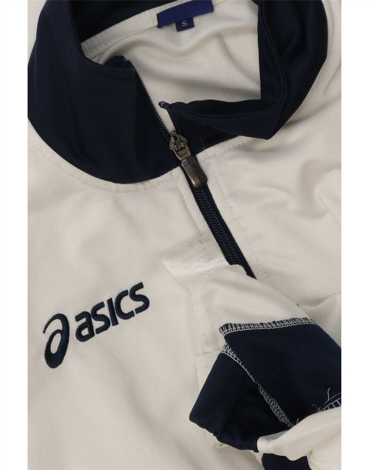 Asics Mens Tracksuit Top Jacket Small White Colourblock Polyester