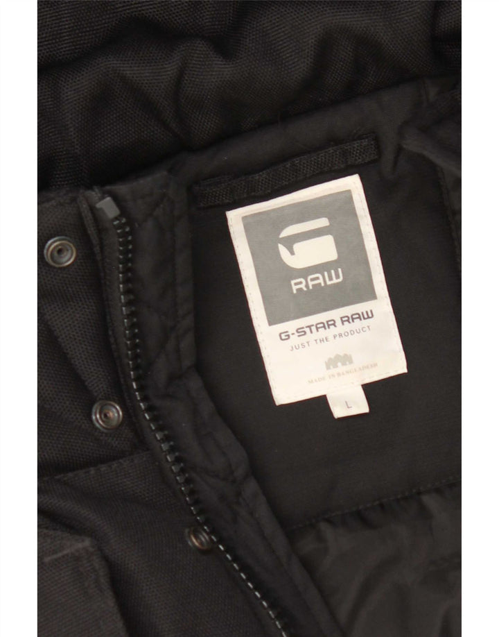 G-Star Mens Hooded Padded Jacket UK 40 Large Black Polyester