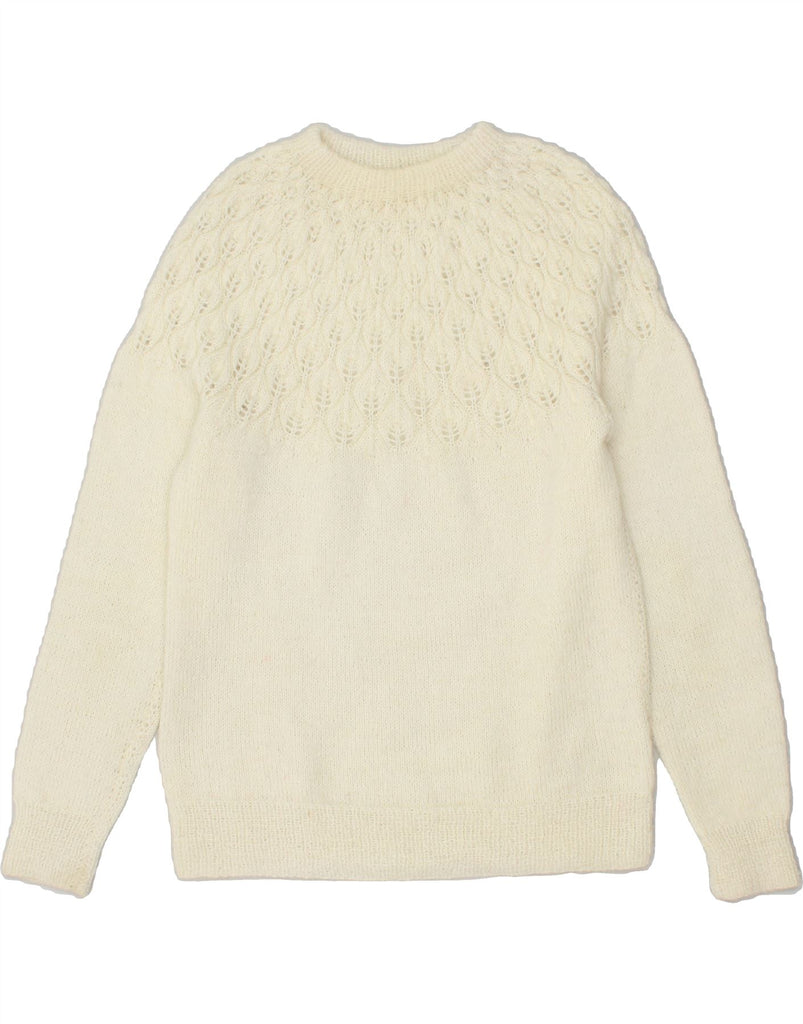 VINTAGE Womens Crew Neck Jumper Sweater UK 12 Medium Off White | Vintage Vintage | Thrift | Second-Hand Vintage | Used Clothing | Messina Hembry 