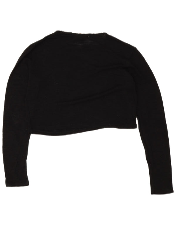 Zara Womens Trafaluc Crop Oversized Top Long Sleeve UK 10 Small Black
