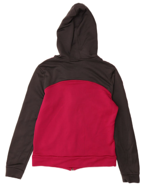 ADIDAS Womens Zip Hoodie Sweater UK 16 Large  Pink Colourblock
