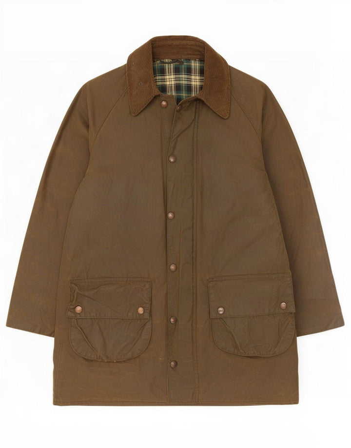 Barbour Mens Gamefair Waxed Cotton Jacket Size 38 Small Khaki