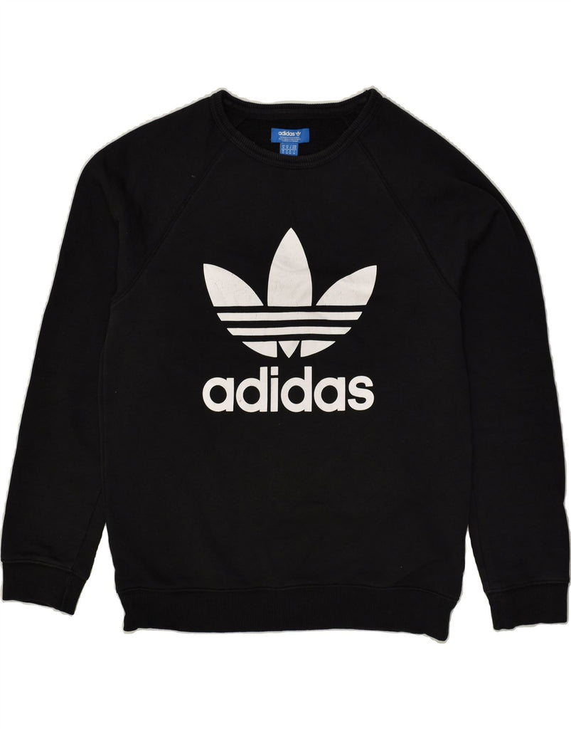 ADIDAS Mens Graphic Sweatshirt Jumper Medium Black Cotton | Vintage Adidas | Thrift | Second-Hand Adidas | Used Clothing | Messina Hembry 