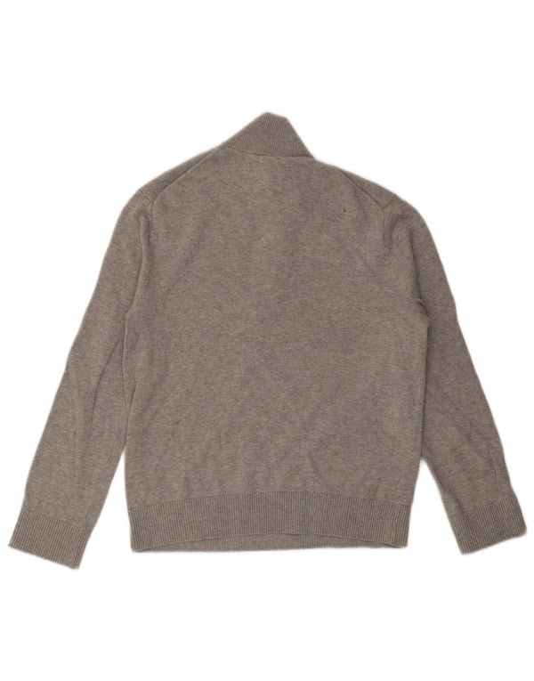 ABERCROMBIE & FITCH Womens Zip Neck Jumper Sweater UK 6 XS Grey Flecked