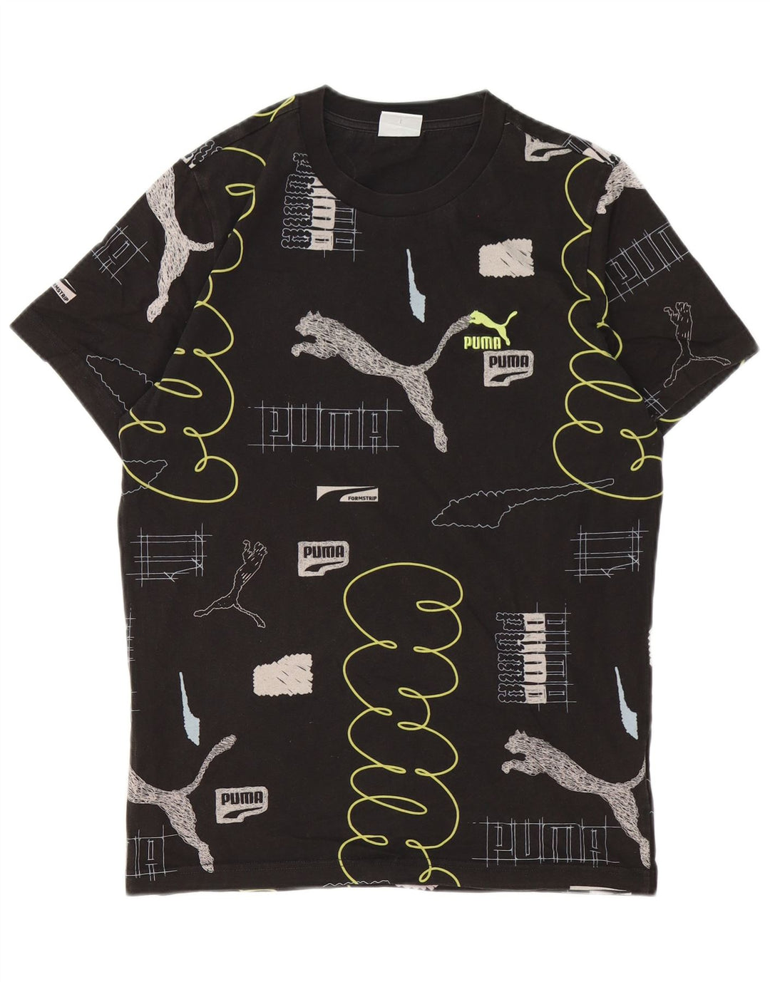 Puma Mens Graphic T-Shirt Top Small Black Cotton