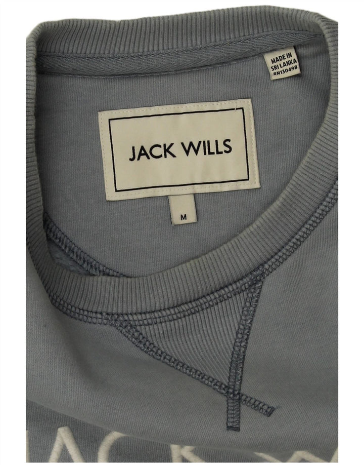 Jack Wills Mens Graphic Sweatshirt Jumper Medium Blue Cotton