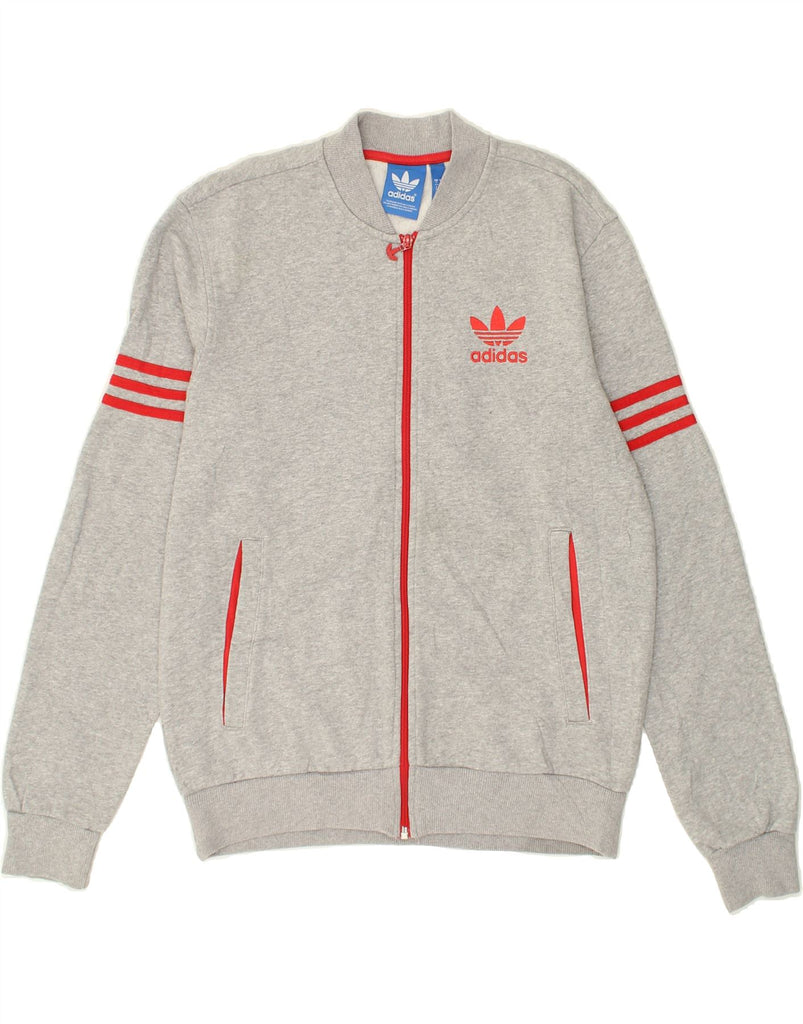 ADIDAS Mens Graphic Tracksuit Top Jacket Small Grey Cotton | Vintage Adidas | Thrift | Second-Hand Adidas | Used Clothing | Messina Hembry 