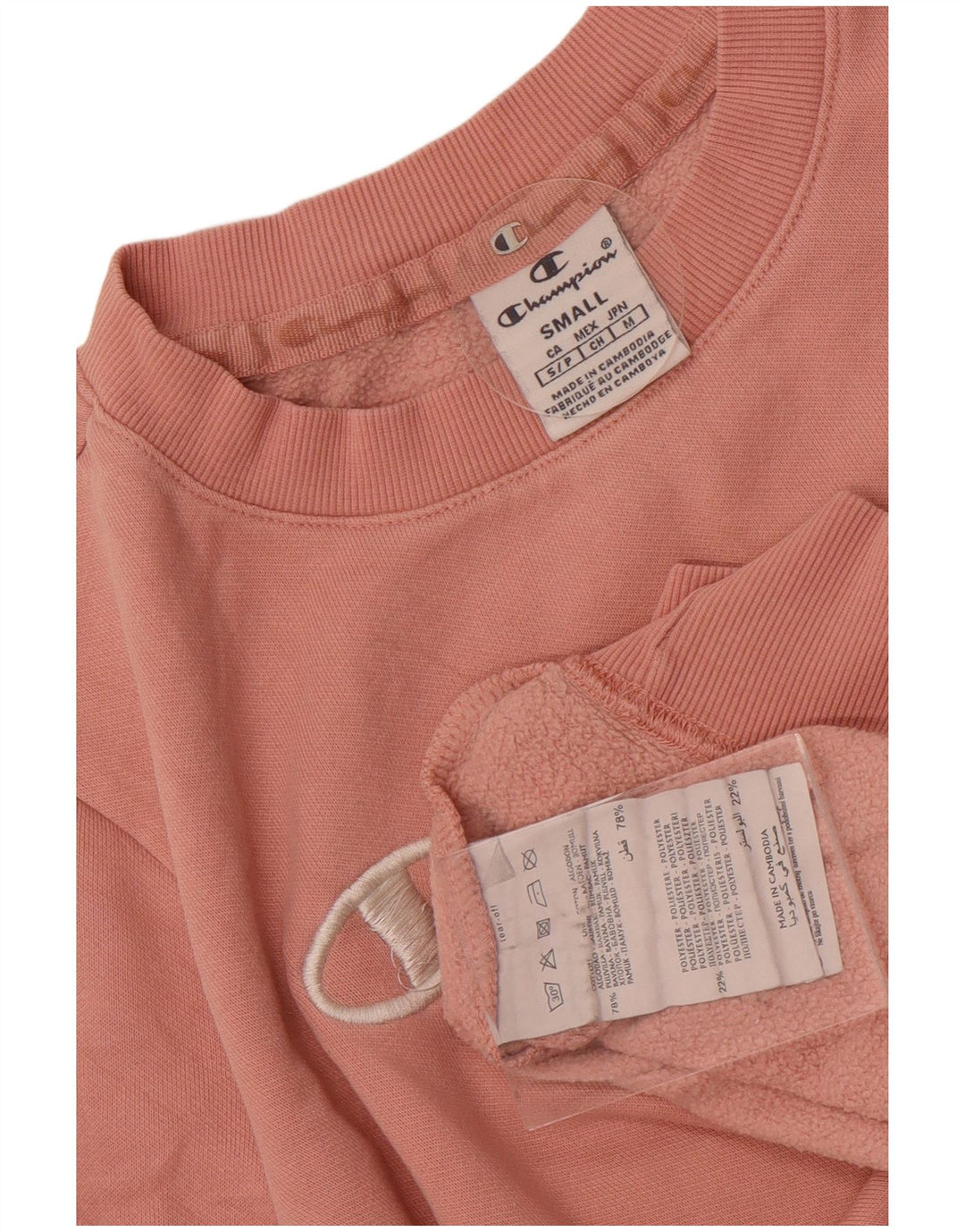 Champion Womens Crop Graphic Oversized Sweatshirt Jumper UK 10 Small Pink