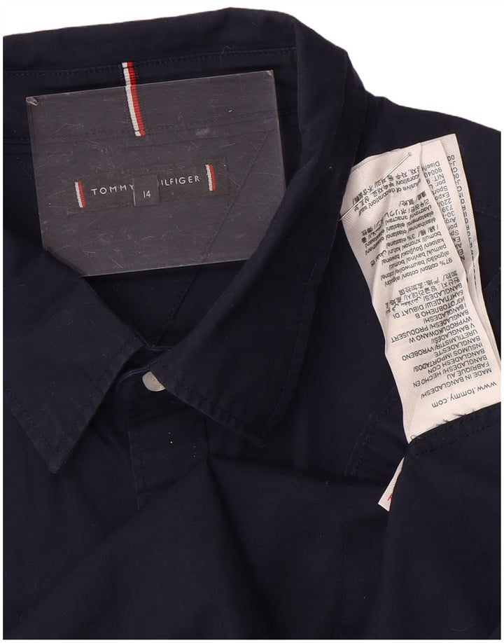 TOMMY HILFIGER Boys Shirt 13-14 Years Navy Blue Cotton