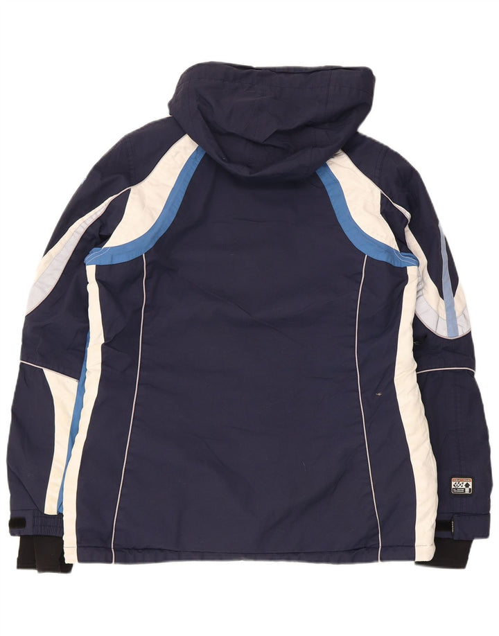 Iguana Womens Hooded Ski Jacket EU 40 Medium Navy Blue Colourblock