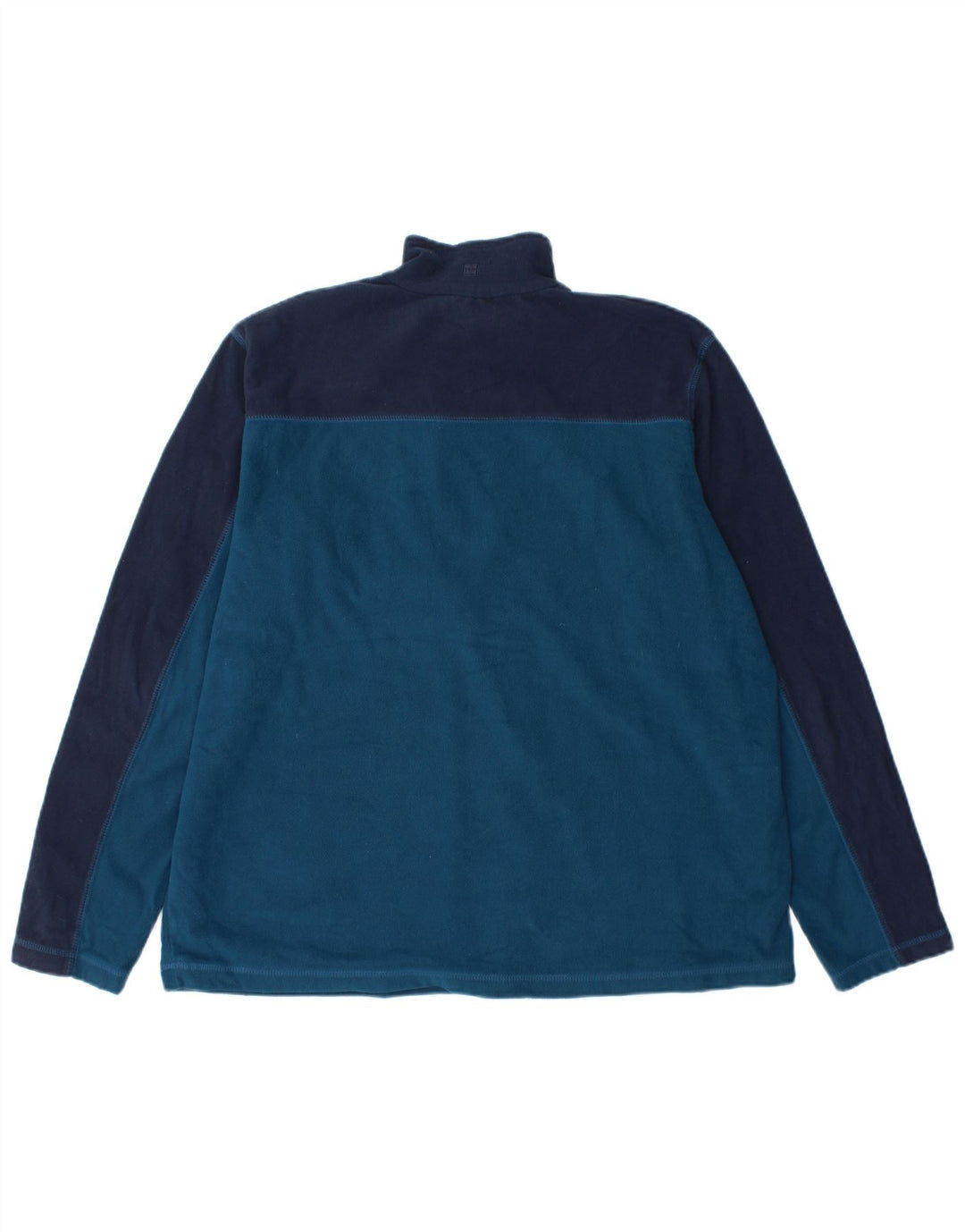 MOUNTAIN WAREHOUSE Mens Zip Neck Fleece Jumper Large Blue Colourblock