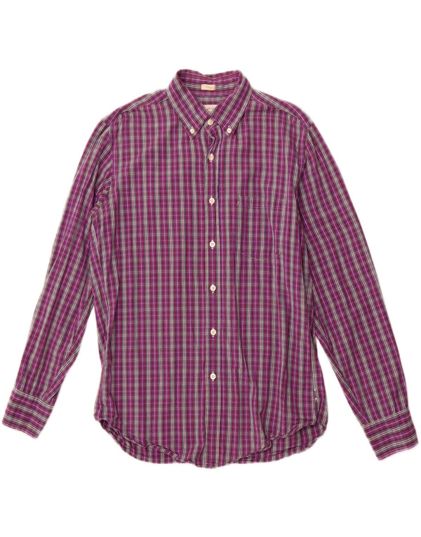 J. Crew Mens Tailored Fit Shirt Medium Purple Check Cotton