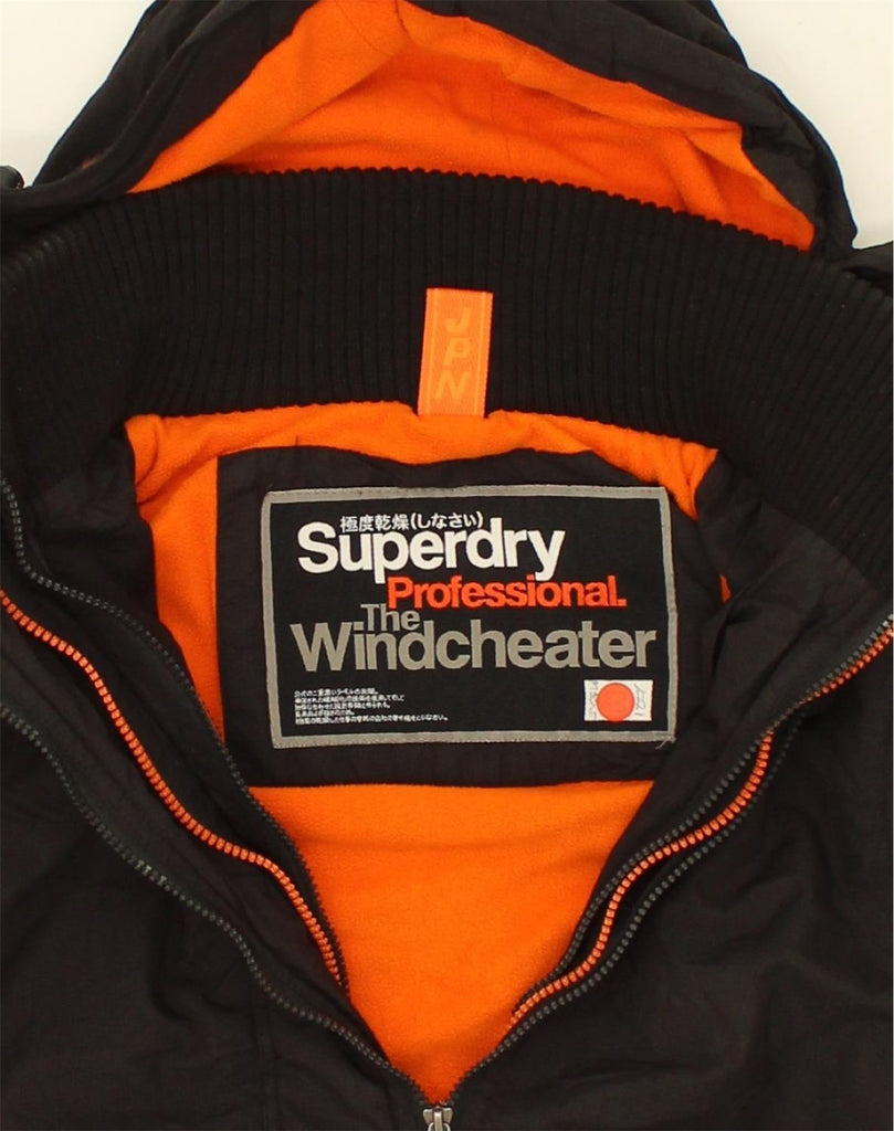 SUPERDRY Womens Hooded Windbreaker Jacket UK 14 Medium Black Nylon | Vintage Superdry | Thrift | Second-Hand Superdry | Used Clothing | Messina Hembry 