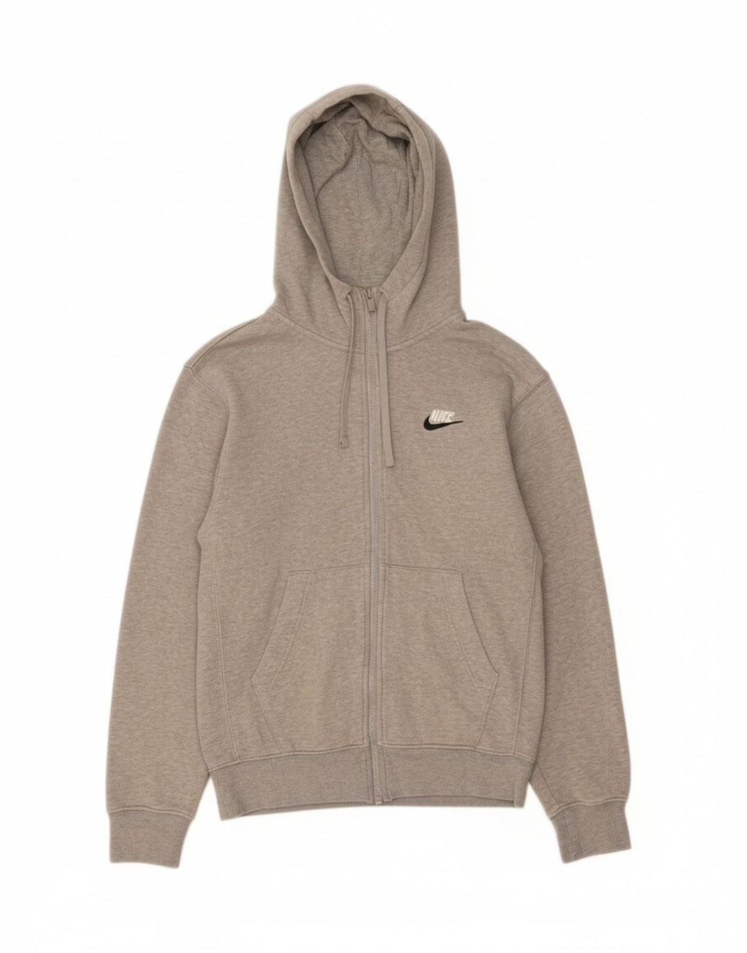 NIKE Mens Zip Hoodie Sweater XS Grey Cotton