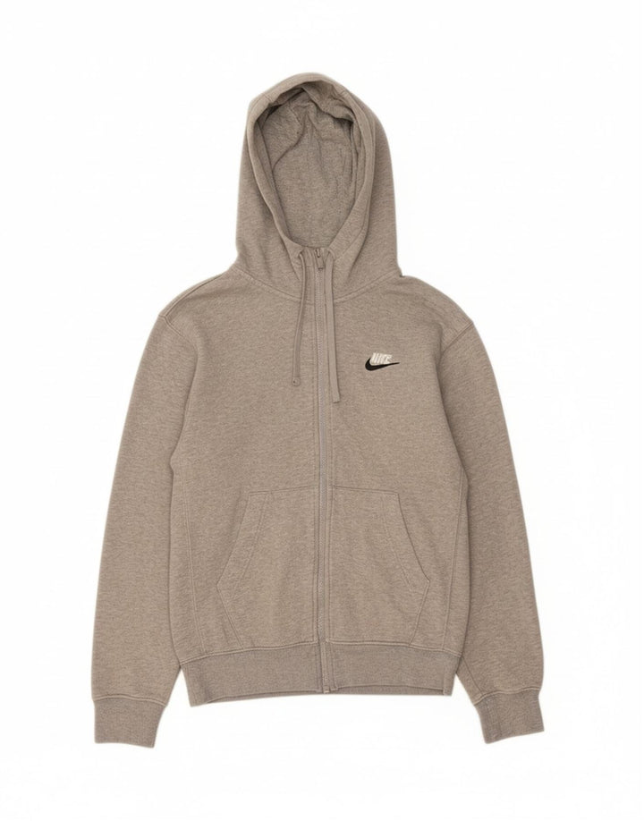 NIKE Mens Zip Hoodie Sweater XS Grey Cotton