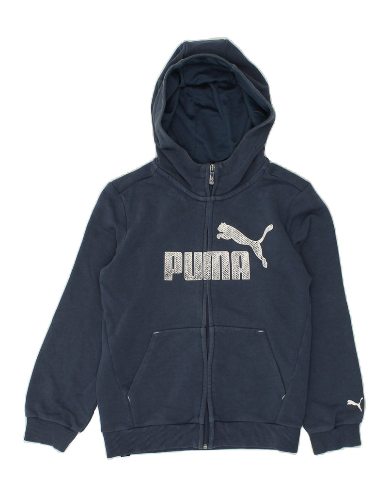 PUMA Boys Graphic Hoodie Jumper 9-10 Years Blue Cotton | Vintage Puma | Thrift | Second-Hand Puma | Used Clothing | Messina Hembry 